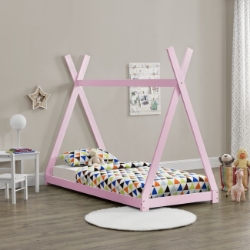 Patul pentru copii Daria, de culoare roz, dimensiuni 208 x 96 x 163 cm